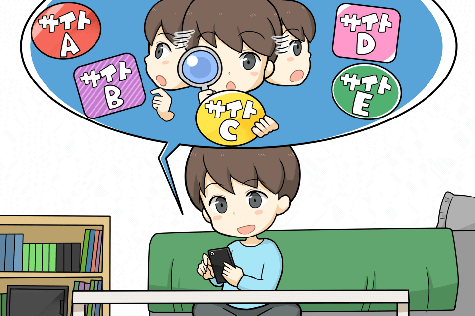 フリーターむけ就職サイトを比較している様子