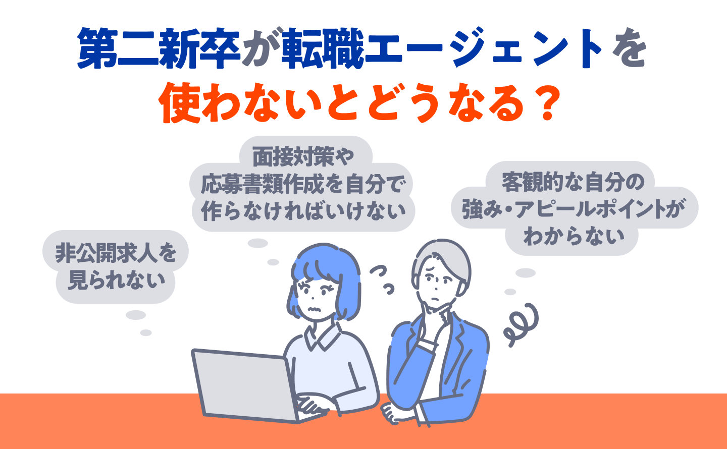第二新卒が転職エージェントを使わないとどうなるのインフォグラフィック画像