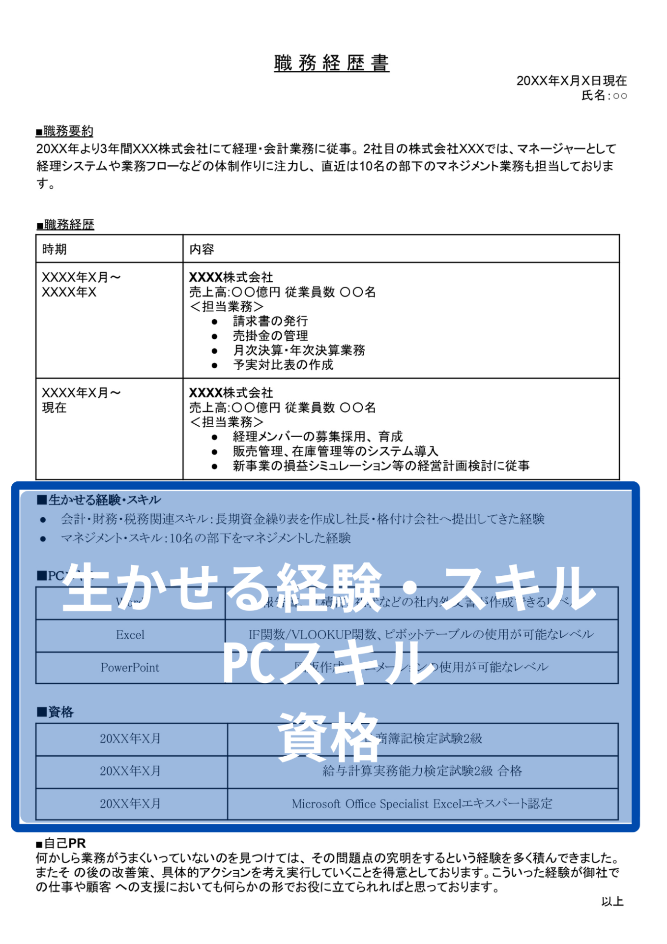 職務経歴書の資格欄